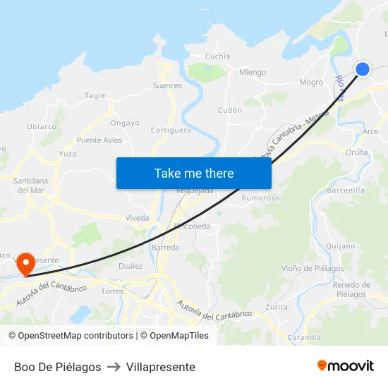 Boo De Piélagos to Villapresente map