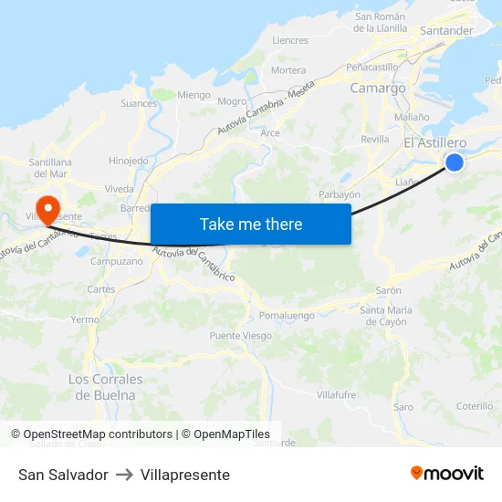 San Salvador to Villapresente map