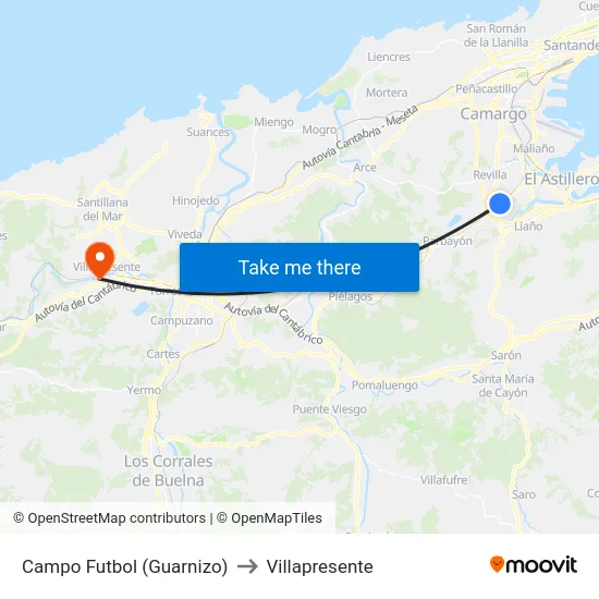 Campo Futbol (Guarnizo) to Villapresente map