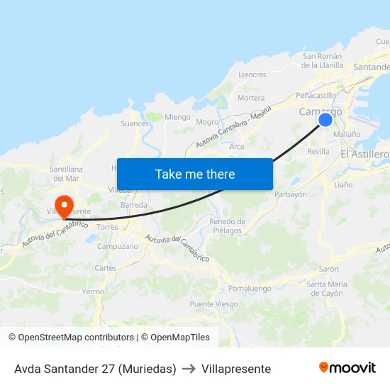 Avda Santander 27 (Muriedas) to Villapresente map