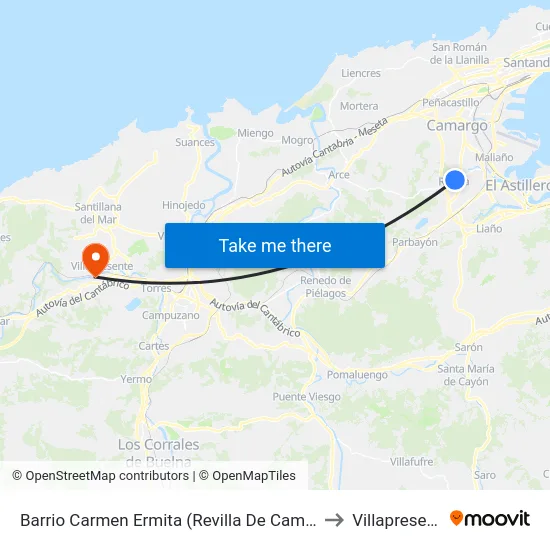 Barrio Carmen Ermita (Revilla De Camargo) to Villapresente map