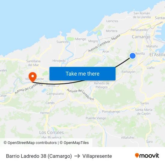 Barrio Ladredo 38 (Camargo) to Villapresente map