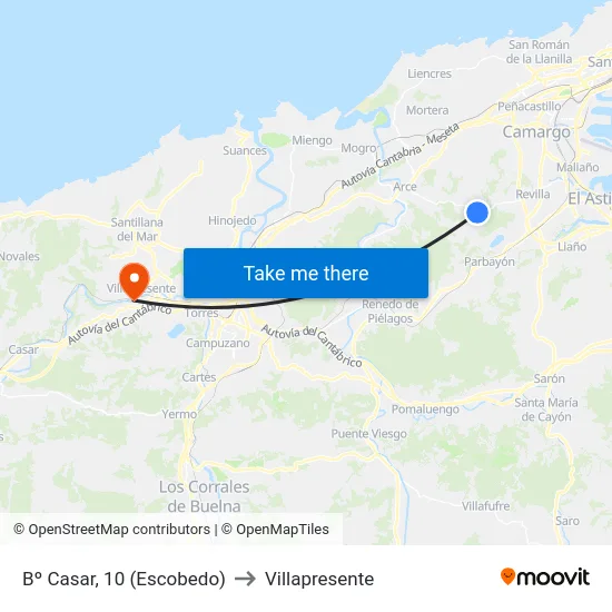 Bº Casar, 10 (Escobedo) to Villapresente map