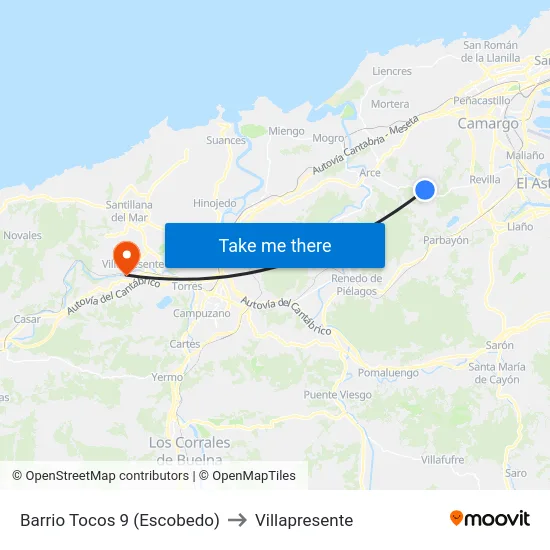 Barrio Tocos 9 (Escobedo) to Villapresente map