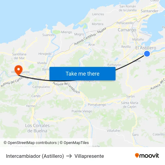 Intercambiador (Astillero) to Villapresente map