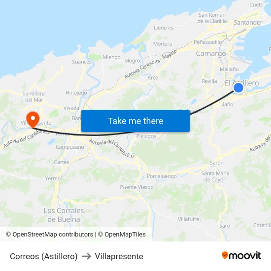 Correos (Astillero) to Villapresente map