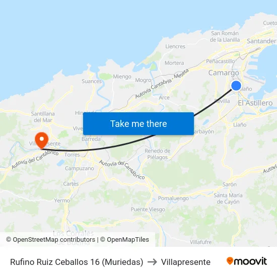 Rufino Ruiz Ceballos 16 (Muriedas) to Villapresente map