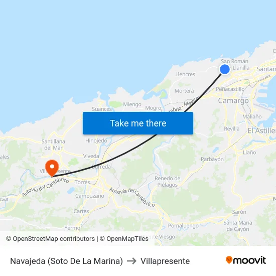 Navajeda (Soto De La Marina) to Villapresente map