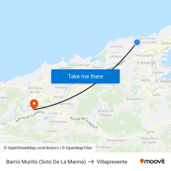 Barrio Murillo (Soto De La Marina) to Villapresente map