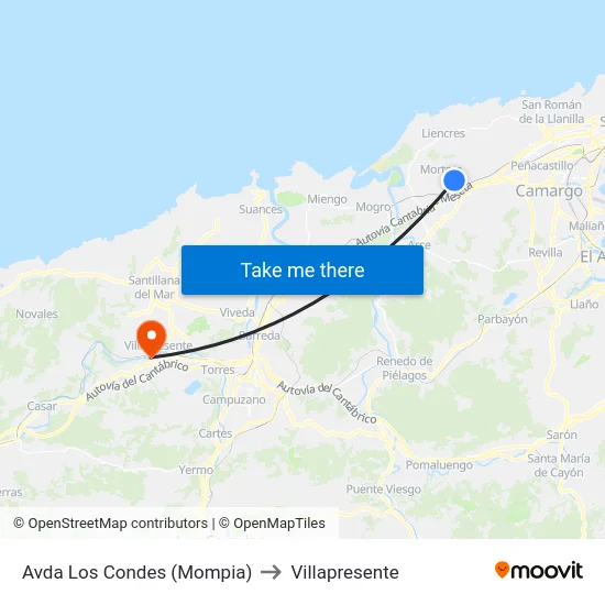 Avda Los Condes (Mompia) to Villapresente map
