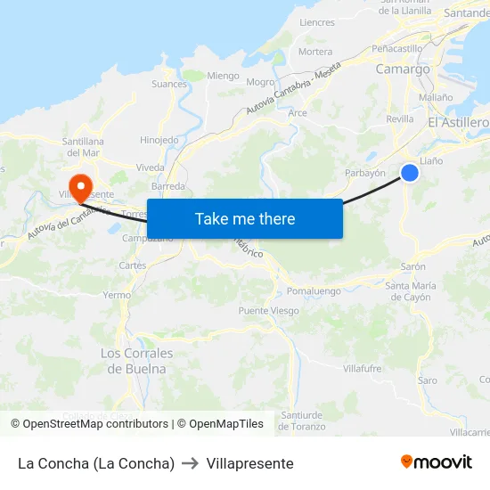 La Concha (La Concha) to Villapresente map