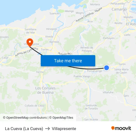 La Cueva (La Cueva) to Villapresente map