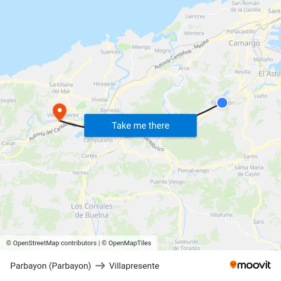 Parbayon (Parbayon) to Villapresente map