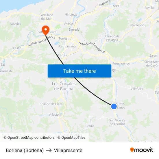Borleña (Borleña) to Villapresente map