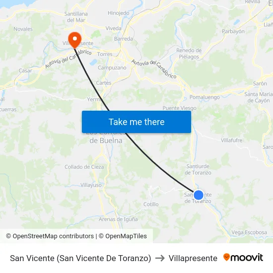 San Vicente (San Vicente De Toranzo) to Villapresente map
