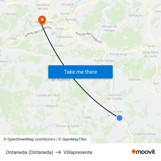 Ontaneda (Ontaneda) to Villapresente map