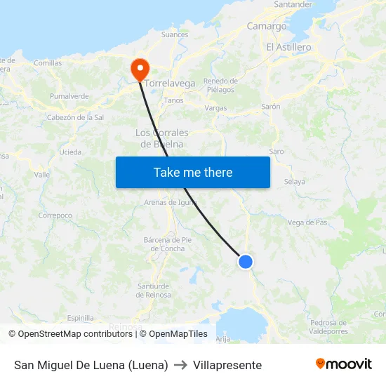 San Miguel De Luena (Luena) to Villapresente map