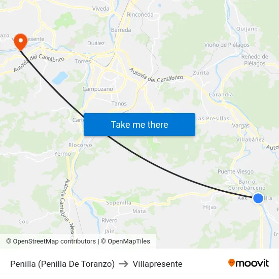 Penilla (Penilla De Toranzo) to Villapresente map