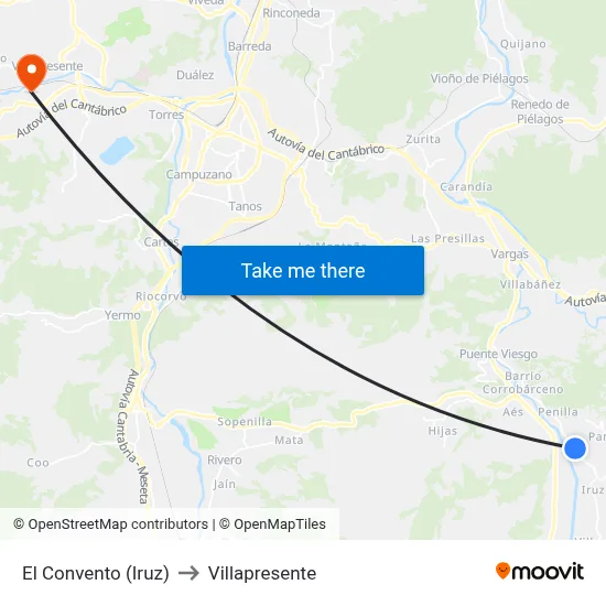 El Convento (Iruz) to Villapresente map