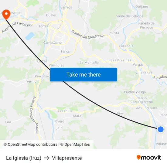 La Iglesia (Iruz) to Villapresente map