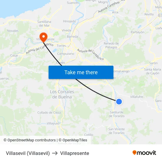 Villasevil (Villasevil) to Villapresente map