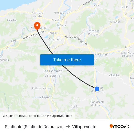 Santiurde (Santiurde Detoranzo) to Villapresente map