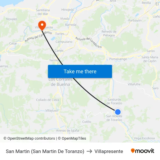 San Martin (San Martin De Toranzo) to Villapresente map