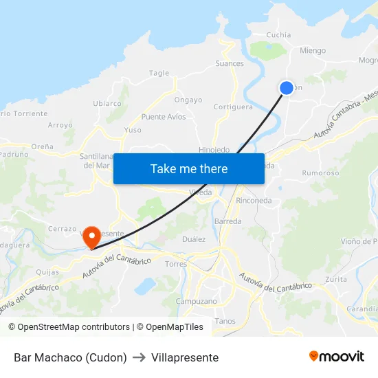 Bar Machaco (Cudon) to Villapresente map