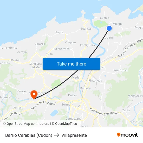 Barrio Carabias (Cudon) to Villapresente map