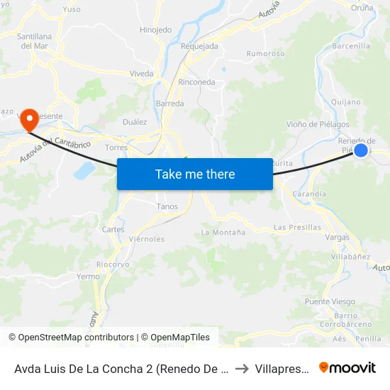 Avda Luis De La Concha 2 (Renedo De Pielagos) to Villapresente map