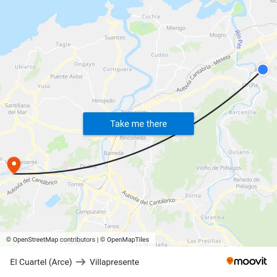 El Cuartel (Arce) to Villapresente map