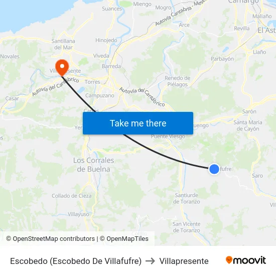 Escobedo (Escobedo De Villafufre) to Villapresente map