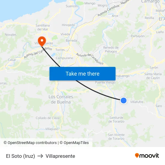 El Soto (Iruz) to Villapresente map
