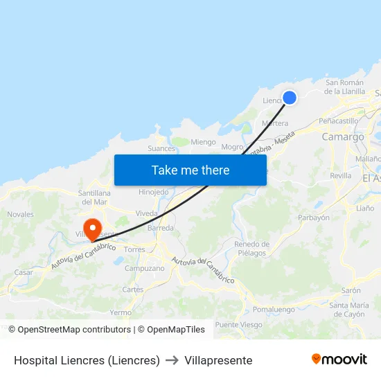 Hospital Liencres (Liencres) to Villapresente map