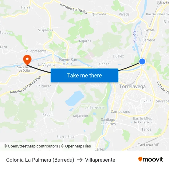 Colonia La Palmera (Barreda) to Villapresente map