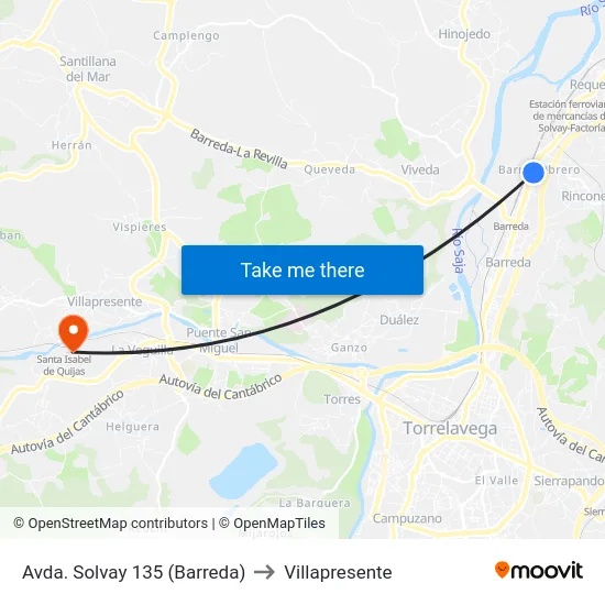 Avda. Solvay 135 (Barreda) to Villapresente map
