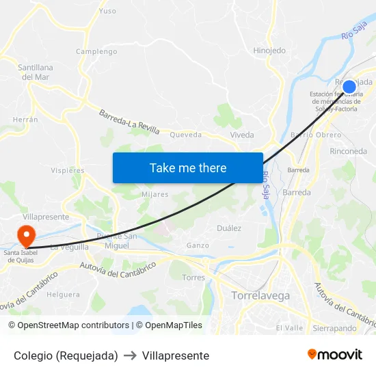 Colegio (Requejada) to Villapresente map
