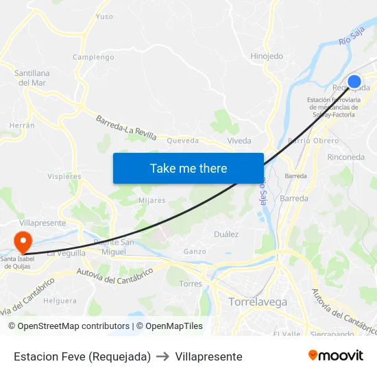 Estacion Feve (Requejada) to Villapresente map