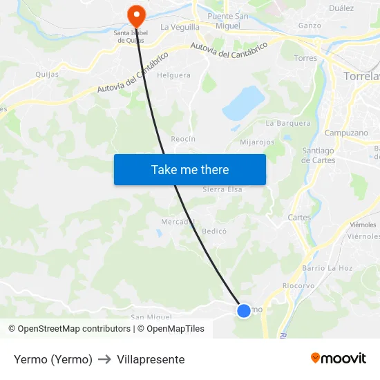 Yermo (Yermo) to Villapresente map