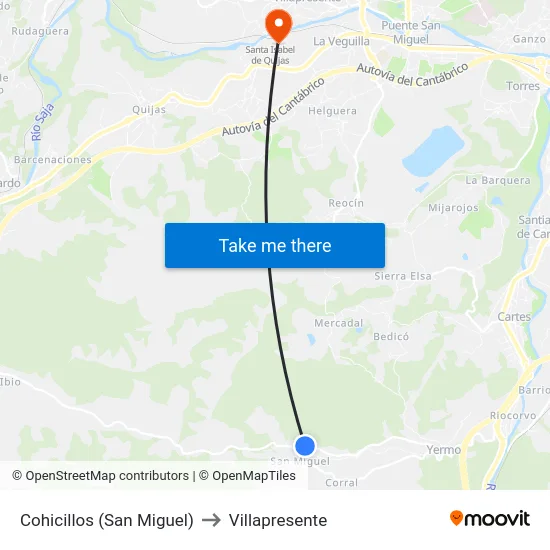 Cohicillos (San Miguel) to Villapresente map