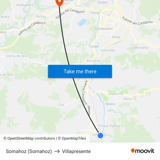 Somahoz (Somahoz) to Villapresente map