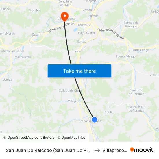 San Juan De Raicedo (San Juan De Raicedo) to Villapresente map