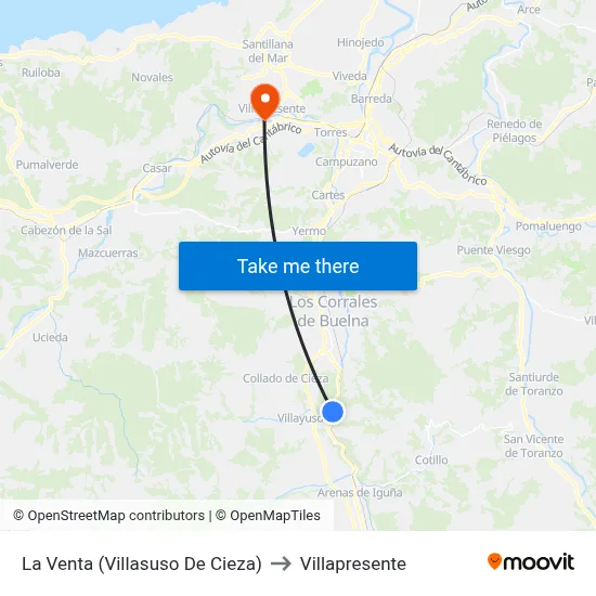 La Venta (Villasuso De Cieza) to Villapresente map