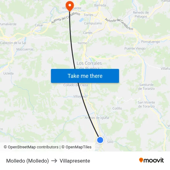 Molledo (Molledo) to Villapresente map