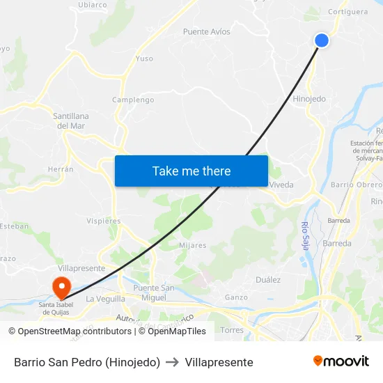 Barrio San Pedro (Hinojedo) to Villapresente map