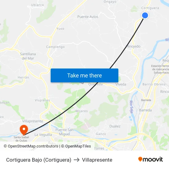 Cortiguera Bajo (Cortiguera) to Villapresente map