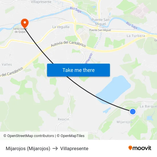 Mijarojos (Mijarojos) to Villapresente map