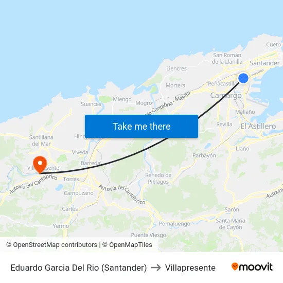 Eduardo Garcia Del Rio (Santander) to Villapresente map