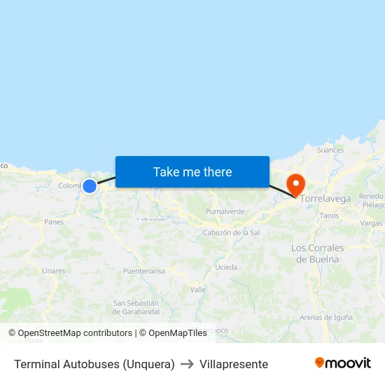 Terminal Autobuses (Unquera) to Villapresente map