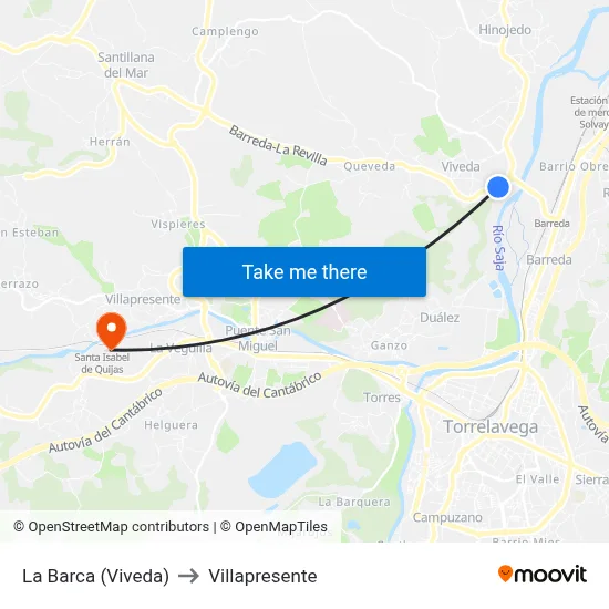 La Barca (Viveda) to Villapresente map
